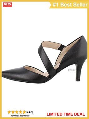 Pointed Toe Faux Leather Dress Pump Asymmetrical Ankle Strap Mid Heel